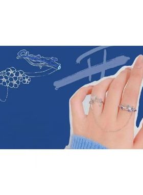 周深属性双戒可拆卸戒指花开大鱼海浪月光石开口指环应援周边首饰