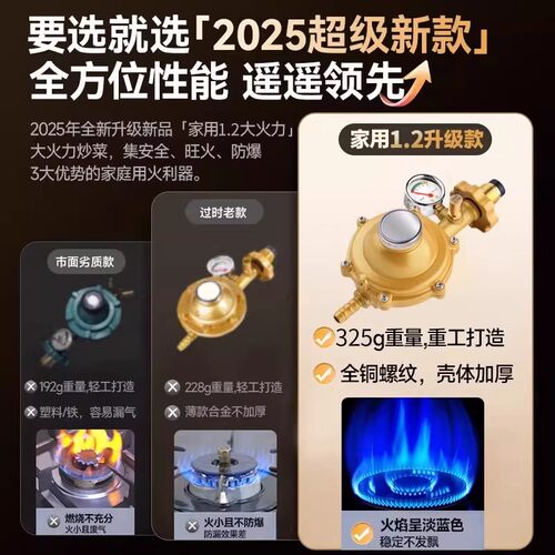 【大火力】新国标家用1.2大流量减压阀安检必过煤气灶安全低压阀 - 图0