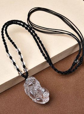 天然白水晶貔貅皮丘挂件