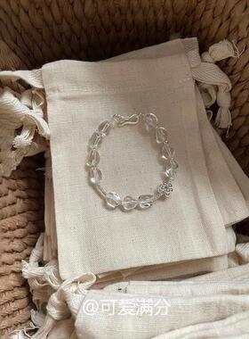 S925纯银果实吊坠手链精致高颜值天然白水晶手串