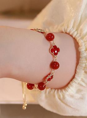 仿红玛瑙四叶草手链|千人加购