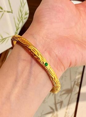 金店同款古法哪咤周边乾坤圈手镯女实心正品越南沙金仿真黄金首饰