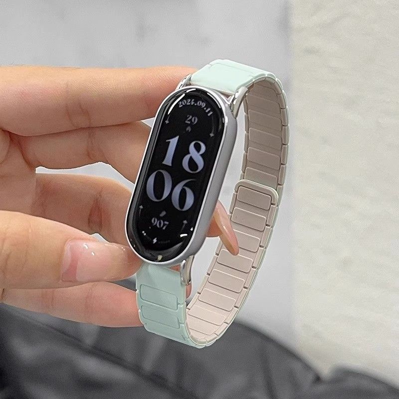 适用小米手环10/9/8表带3/4/5/6/7硅胶磁吸通用NFC版腕带八九十代替换手表带高级感小清新创意拼色男女款运动 - 图2