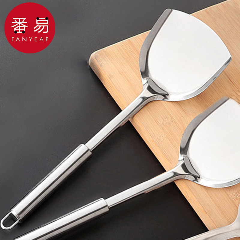 锅铲/不锈钢AB1sl001-加厚铁铲家庭用厨房防烫炒菜炒勺煎铲漏勺厨 - 图1