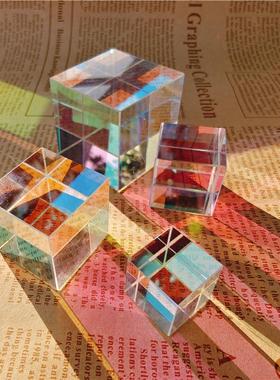 太阳水晶晶体光之立方体棱光镜阳光扑手卧室七彩捕手摆件创意礼物