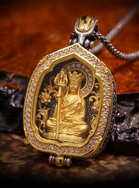 禅意系列地藏王菩萨精工制作嘎乌盒吊坠项链复古做旧小众