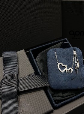 高版本精工对版爱心可调节项链银白色密镶镂空心形送女友圣诞礼物