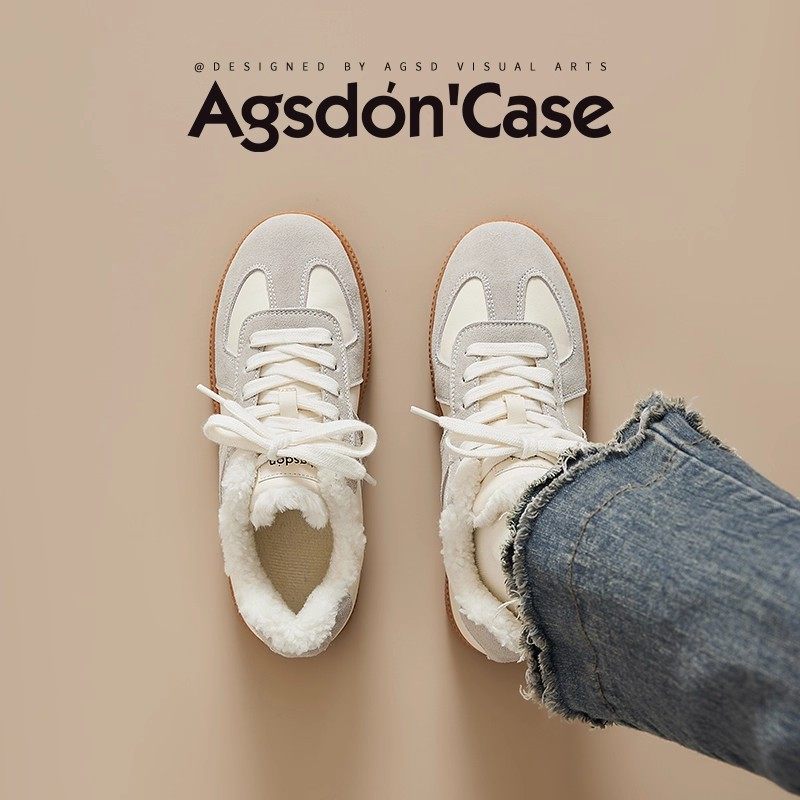 奥古狮登厚底德训鞋女2025新款冬季加绒加厚保暖小白鞋复古板鞋爆,淘宝优惠券,粉丝福利购,淘宝优惠卷