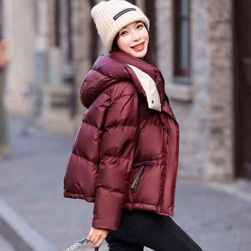 户外小香风羽绒服女短款冬季2025新款今年流行显瘦面包服白鸭绒厚 - 图0