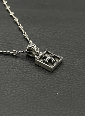 ODEK高级复古满钻方块十字花项链男女重工小众吊坠经典秋冬配饰