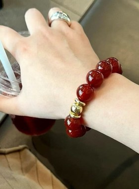 【马年必带】天然14mm红玛瑙手链
