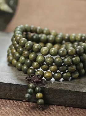 正宗108颗纯天然绿檀手串檀香木阿根廷老料佛珠手串男文玩盘手串