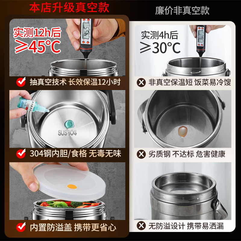 冬季不锈钢保温饭盒24小时超长学生多层上班族真空便当大容量饭桶 - 图0