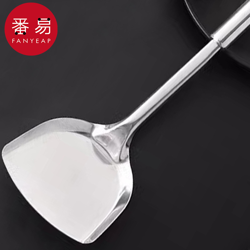 锅铲/不锈钢AB1sl001-加厚铁铲家庭用厨房防烫炒菜炒勺煎铲漏勺厨 - 图0