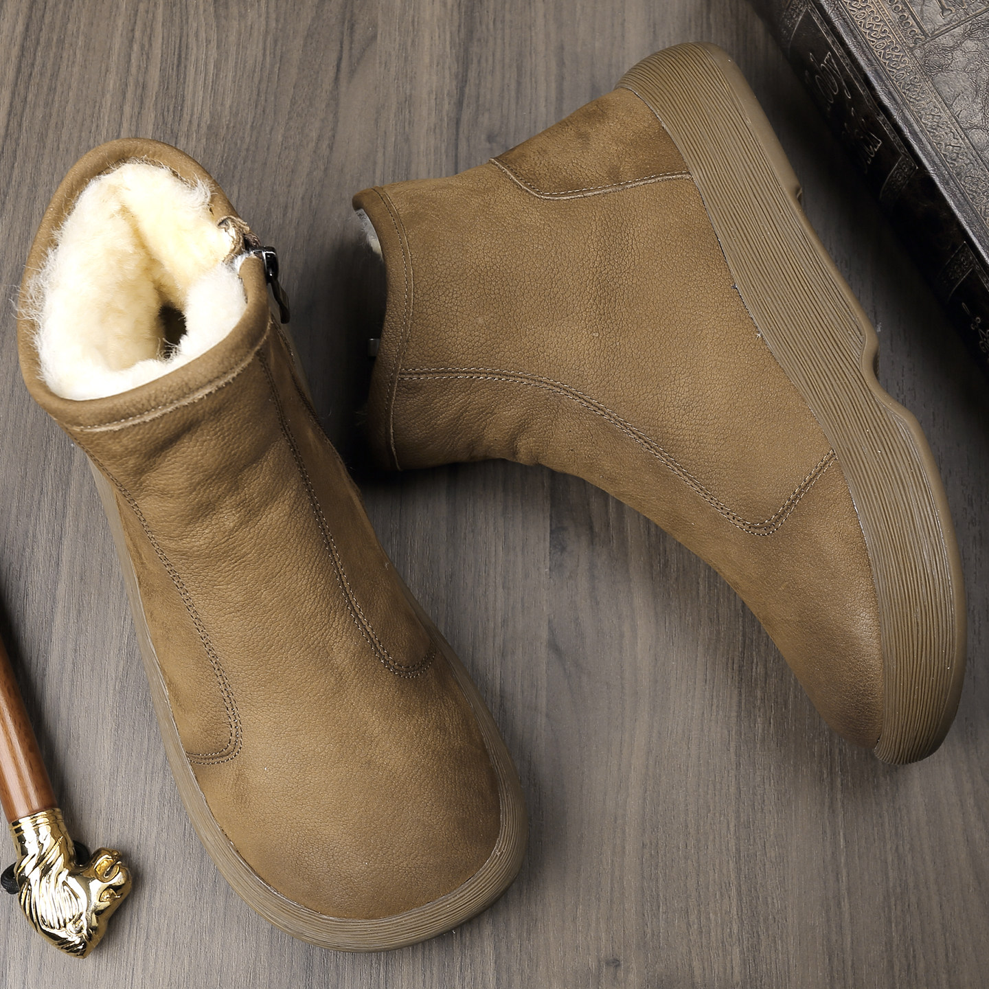 纯羊毛雪地靴男冬季棉靴高帮加绒加厚东北大棉鞋皮毛一体男鞋真皮,淘宝优惠券,粉丝福利购,淘宝优惠卷