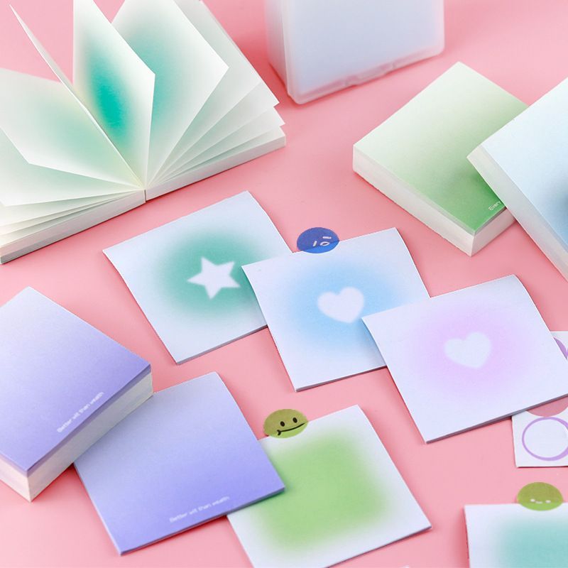 渐变便签腮红ins粘性高颜值方形学生便签纸可书写便利标签无粘性 - 图0