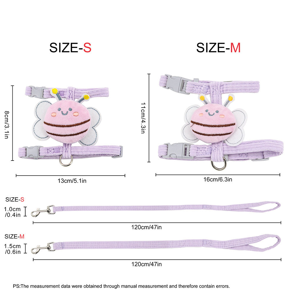 宠物用品可爱小蜜蜂猫咪宠物牵引绳防挣脱可调节胸背幼犬适用,淘宝优惠券,粉丝福利购,淘宝优惠卷