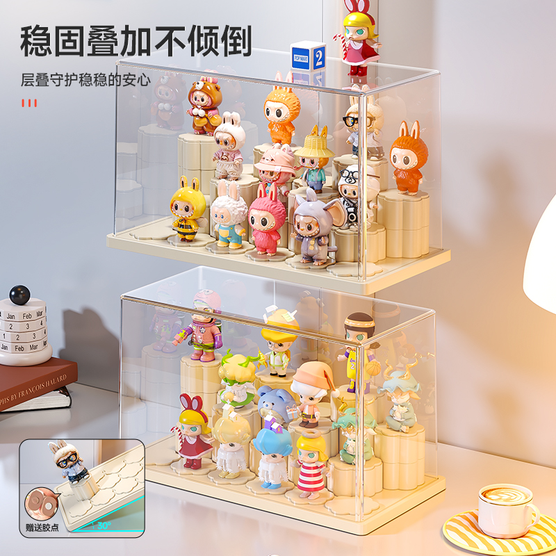 友耐盲盒收纳展示架la亚克力展示柜bubu泡泡玛手办特摆件展示盒 - 图2