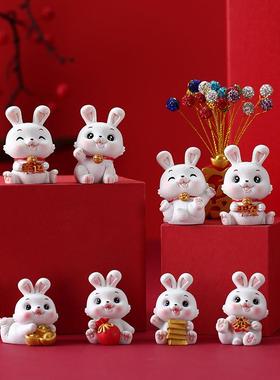 创意可爱兔子镶钻摇头摆件兔年礼物家居装饰品办公室桌面车载摆件