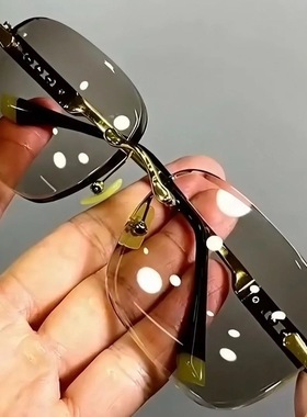 水晶眼镜石头眼镜水晶石镜真水晶太阳镜男高档无框清凉润目养