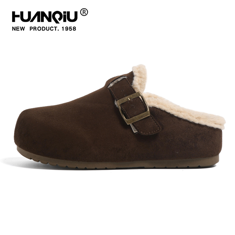 环球半拖勃肯鞋女2025冬季新款加绒厚底棉鞋小众设计女鞋鞋子时尚 - 图3