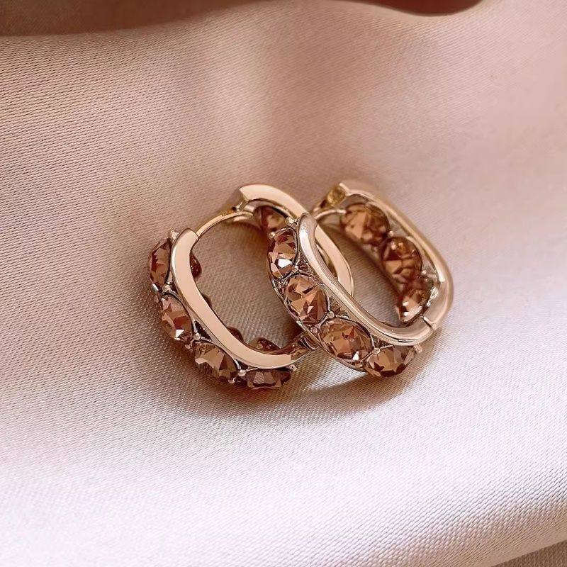 茶色锆石U型圈圈耳扣耳环女秋冬耳钉高级感耳饰巨好看的耳圈气质,淘宝优惠券,粉丝福利购,淘宝优惠卷