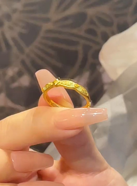 小红书同款新中式金色珐琅开口戒指复古轻奢时尚精致高级感手饰