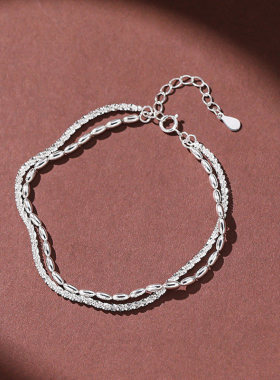 【幂琳】足银米粒手链女生轻奢小众精致双层纯银手饰品生日礼物送