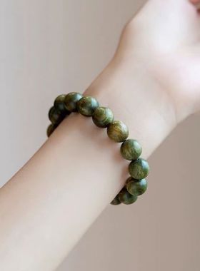 绿檀手串手链木佛珠念珠圣檀木男女短款精工手工磨情侣腕饰品朱砂