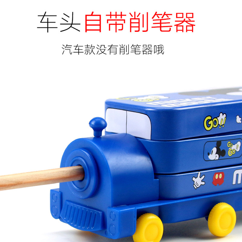 Disney Princess Elsa Pencil Box Mickey Children Kindergarten Train Stationery Box Stylus Box Car Cartoon Pencil Box Frozen Spider-Man Multifunctional Pen Bag Christmas Gift