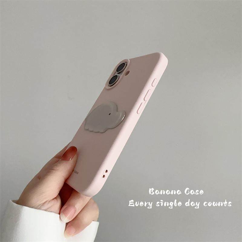 韩国ins小众可爱奶油粉立体卡通小象适用16promax苹果15pro手机壳iPhone13新款14pro磨砂防摔17pro简约保护套,淘宝优惠券,粉丝福利购,淘宝优惠卷