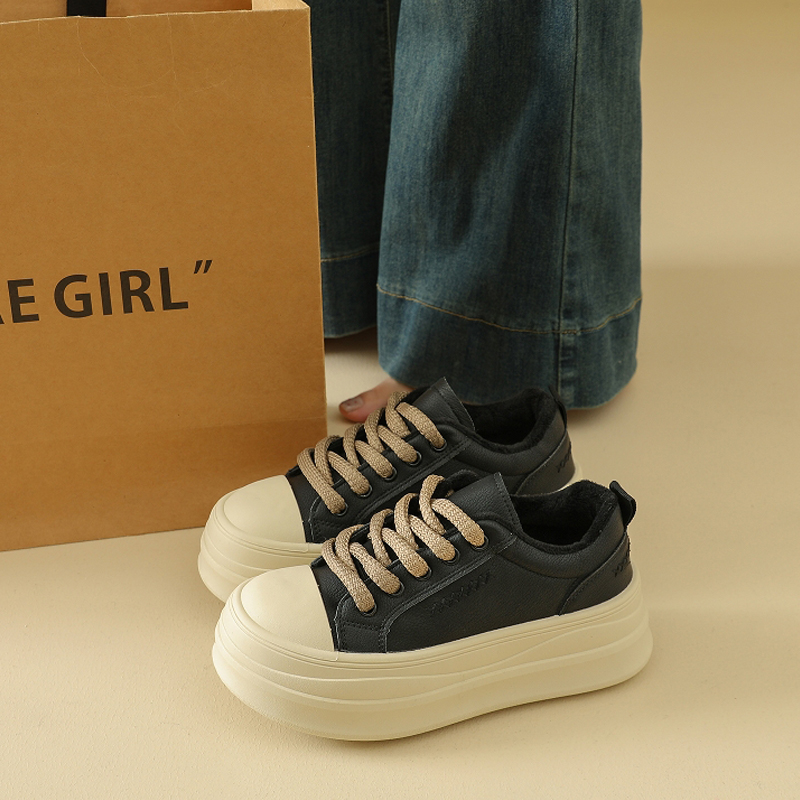 啄木鸟韩系女鞋2025新款秋冬松糕厚底运动鞋加绒保暖二棉鞋百搭休 - 图2