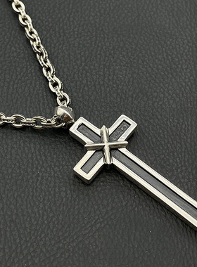 ODEK复古M联名款十字架项链vintage字母链吊坠男士重工经典小众