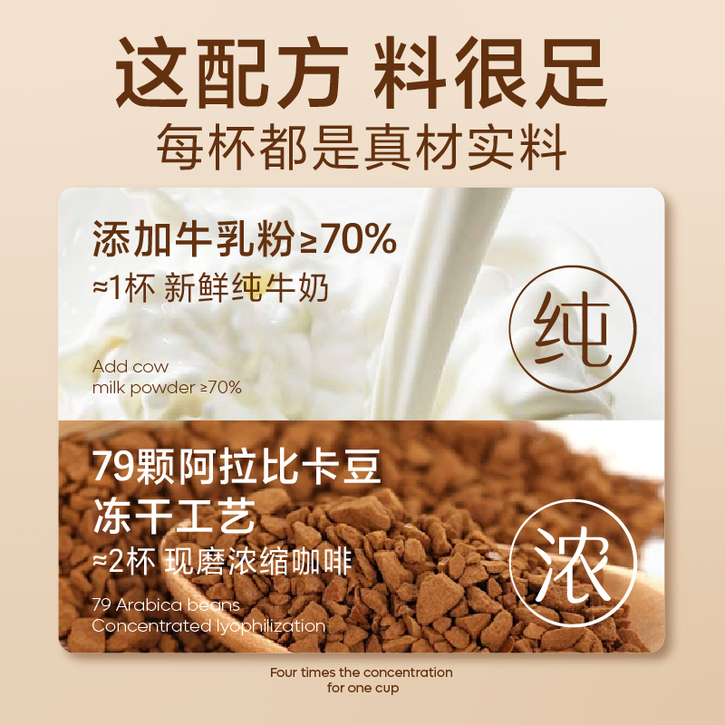 花田萃茶香鲜萃厚乳拿铁20g*3杯生椰冻干牛奶速溶咖啡粉冲泡官方