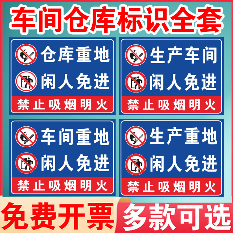 仓库重地严禁烟火警示牌生产车间闲人免进重地莫入机房厨房提示消防安全警示标志牌监控禁止吸烟标识入内施工 - 图0