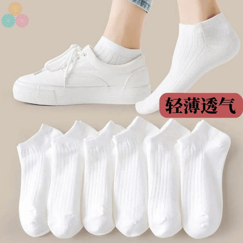 白色袜子女短袜夏季薄款棉袜低帮纯色浅口运动袜短筒袜低帮运动袜 - 图0
