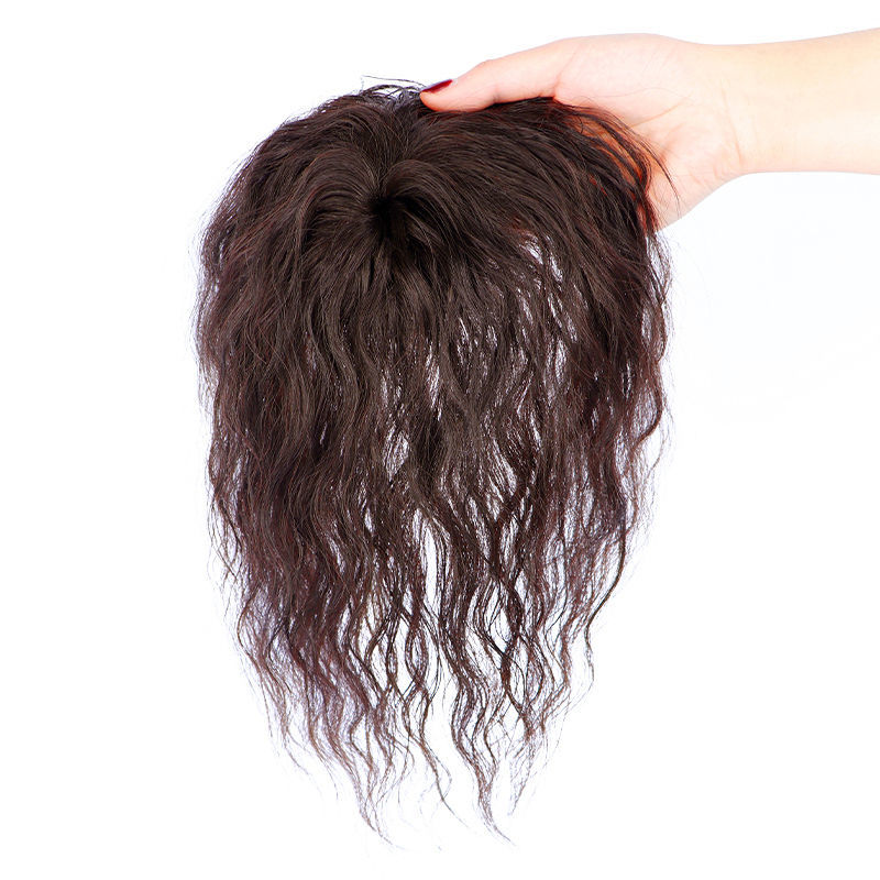 假发片头顶补发块小卷发短发真发遮白发轻薄蓬松玉米须刘海假发女 - 图2