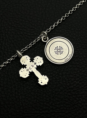 ODEK高级复古圣母宝剑牌十字架项链vintage男女小众叠戴重工