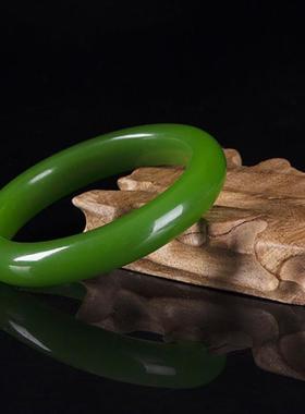 绿玉髓手镯仿翡翠玉女菠菜绿玉翡翠色时尚手环镯子天然玉手工朱砂