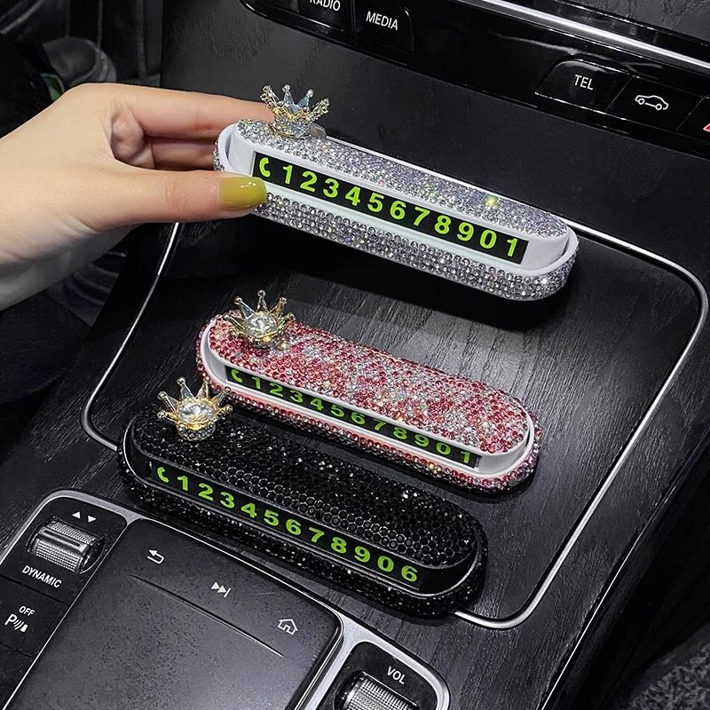 汽车临时停车号码牌镶钻小熊车内饰品数字摆件车载挪车电话牌女生,淘宝优惠券,粉丝福利购,淘宝优惠卷