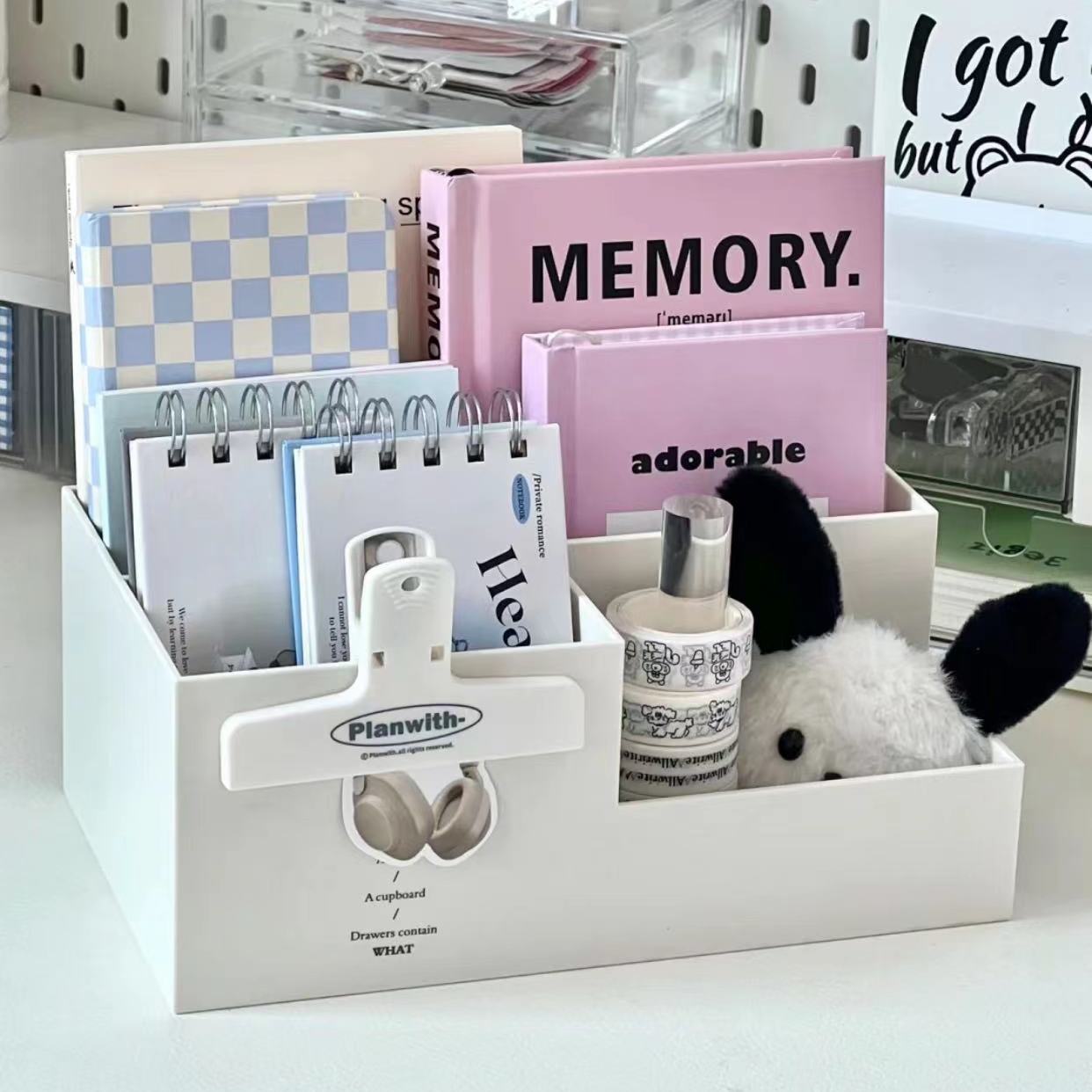 多功能桌面收纳盒学生办公文具收纳笔筒创意可爱男孩女孩笔架笔盒 - 图0