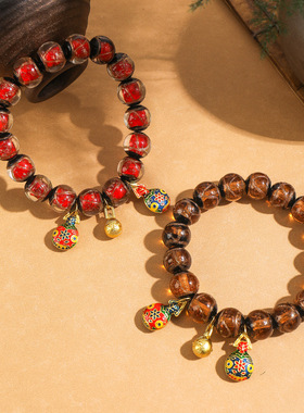 晗钰缘香灰琉璃手串手链朱砂款吞金兽景区摆摊文玩多宝编织