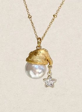 法式仿珍珠圣诞树项链女2025新款爆款秋冬毛衣链轻奢小众节日礼物