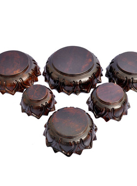 观音菩萨黑梓木根雕圆形佛像底座