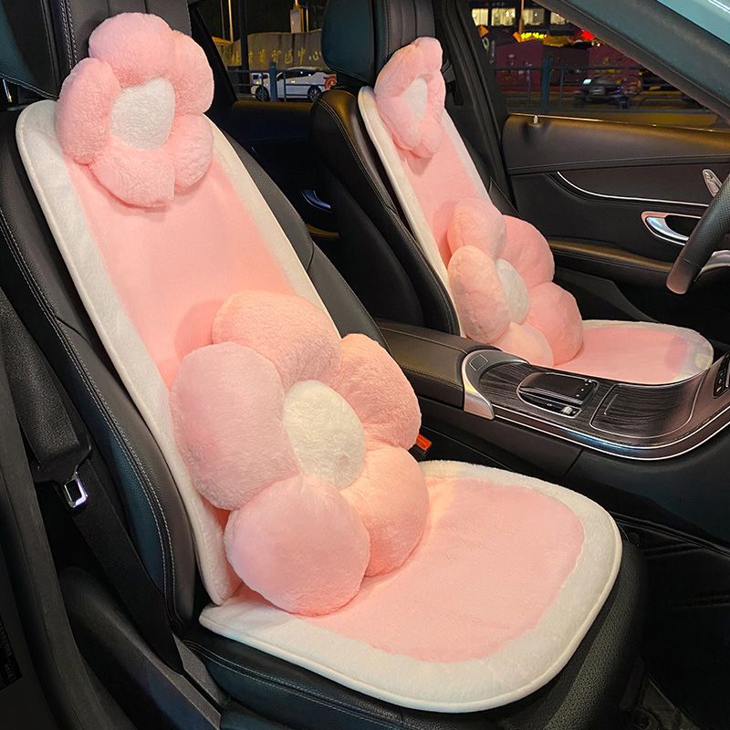 卡通汽车坐垫冬季长毛绒女可爱四季通用座椅垫免捆绑冬天座垫座套 - 图2