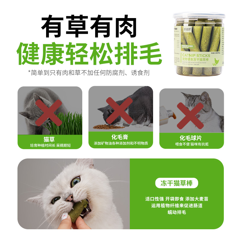 思冻干猫草棒猫薄荷粒化毛棒磨牙洁齿营养增肥猫咪小零食发腮种植 - 图2