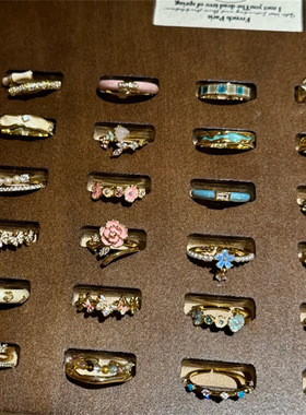 小众925银珐琅花朵蝴蝶戒指