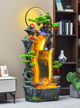 假山流水喷泉落地摆件合成树脂