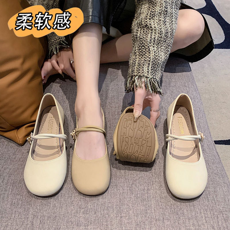 法式低跟玛丽珍单鞋女2025新款夏季配裙子温柔晚晚软底一脚蹬豆豆 - 图1
