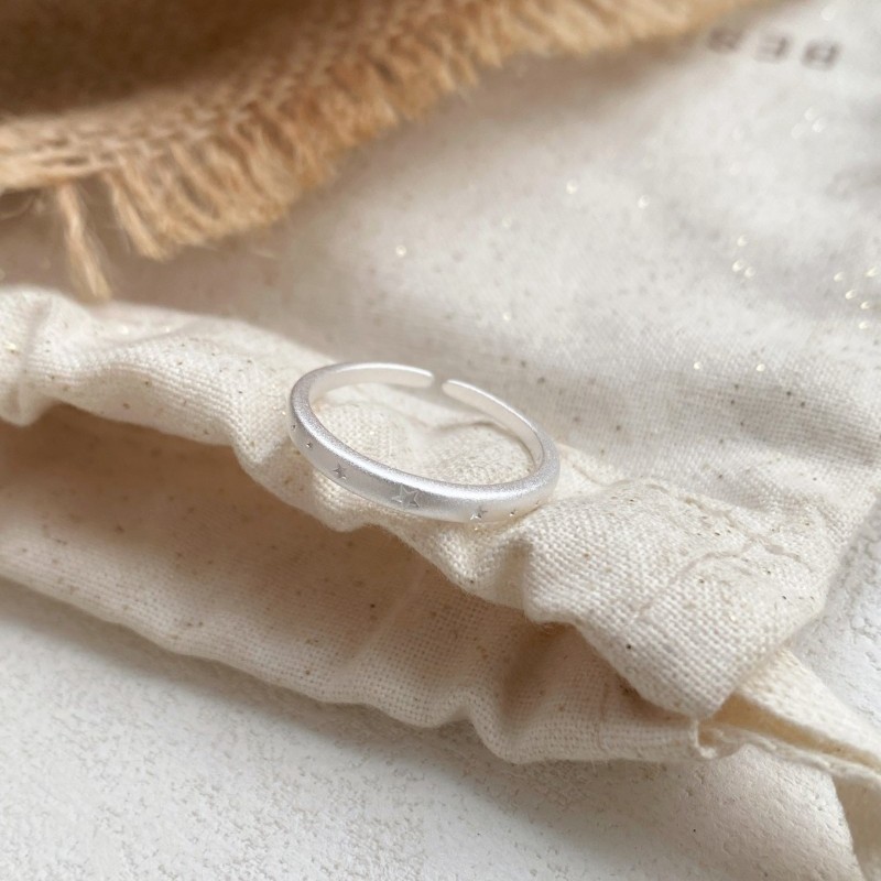 S999 solid silver open ring star ring